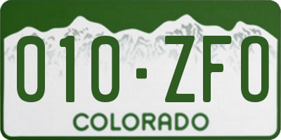 CO license plate 010ZFO