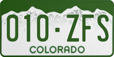 CO license plate 010ZFS