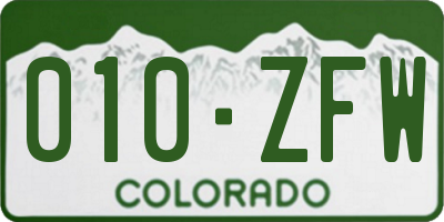 CO license plate 010ZFW