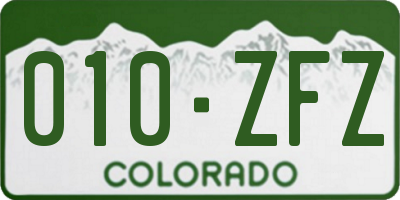 CO license plate 010ZFZ