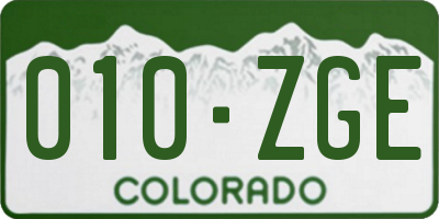 CO license plate 010ZGE