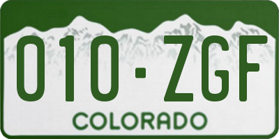 CO license plate 010ZGF