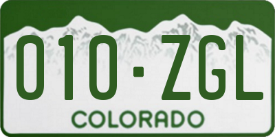 CO license plate 010ZGL