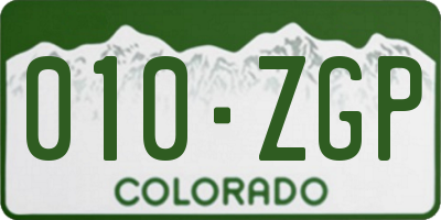 CO license plate 010ZGP