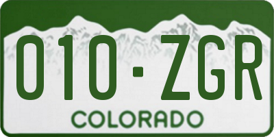 CO license plate 010ZGR
