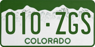 CO license plate 010ZGS