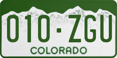 CO license plate 010ZGU