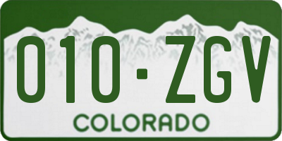 CO license plate 010ZGV