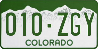 CO license plate 010ZGY