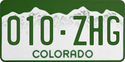 CO license plate 010ZHG