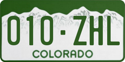 CO license plate 010ZHL
