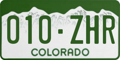 CO license plate 010ZHR
