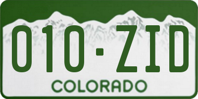 CO license plate 010ZID