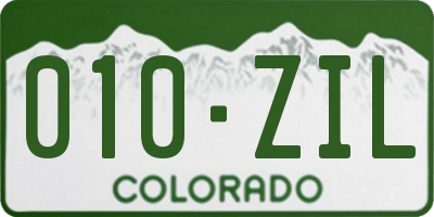 CO license plate 010ZIL