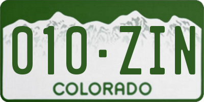 CO license plate 010ZIN