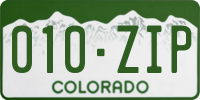 CO license plate 010ZIP