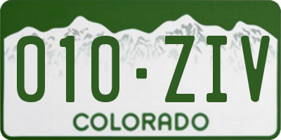 CO license plate 010ZIV