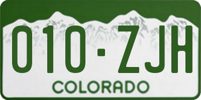 CO license plate 010ZJH