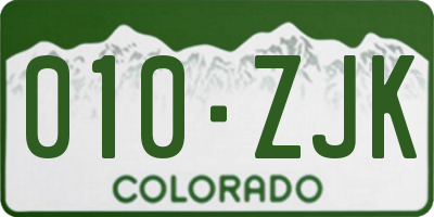 CO license plate 010ZJK
