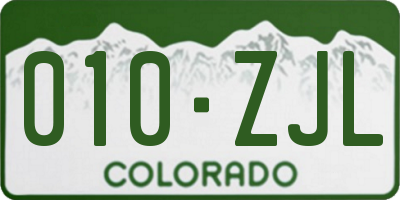 CO license plate 010ZJL