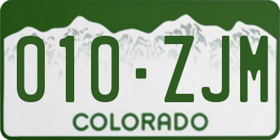 CO license plate 010ZJM