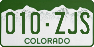 CO license plate 010ZJS
