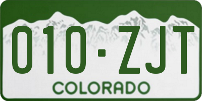 CO license plate 010ZJT