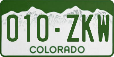 CO license plate 010ZKW