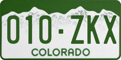 CO license plate 010ZKX