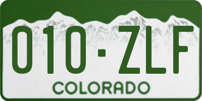 CO license plate 010ZLF