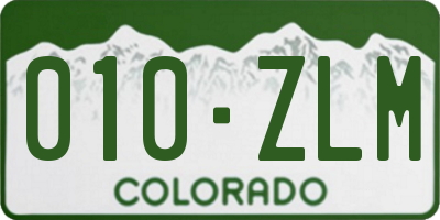 CO license plate 010ZLM