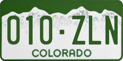 CO license plate 010ZLN