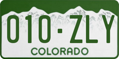 CO license plate 010ZLY