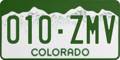 CO license plate 010ZMV