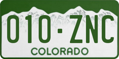 CO license plate 010ZNC
