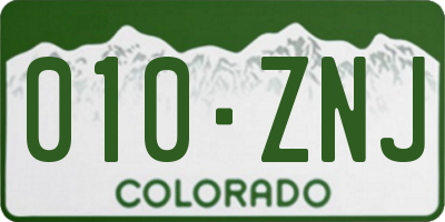 CO license plate 010ZNJ