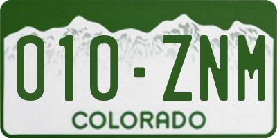 CO license plate 010ZNM