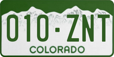 CO license plate 010ZNT