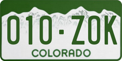 CO license plate 010ZOK