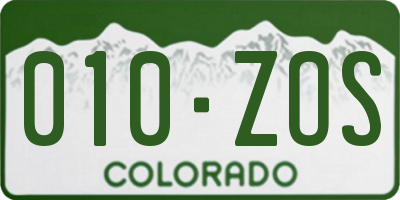 CO license plate 010ZOS