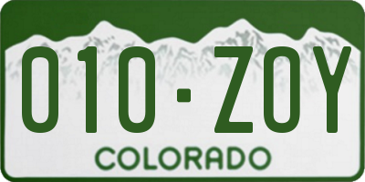 CO license plate 010ZOY