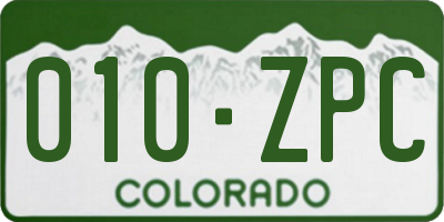 CO license plate 010ZPC