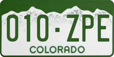 CO license plate 010ZPE