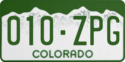 CO license plate 010ZPG
