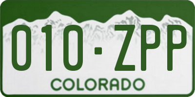 CO license plate 010ZPP