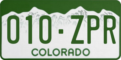 CO license plate 010ZPR
