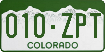 CO license plate 010ZPT
