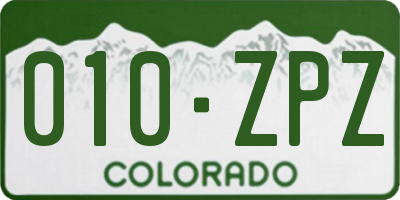 CO license plate 010ZPZ