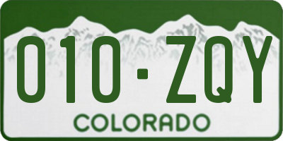 CO license plate 010ZQY