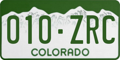 CO license plate 010ZRC